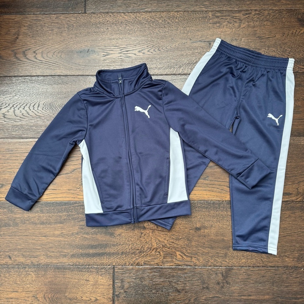 Puma Navy and White Tracksuit - Toddler